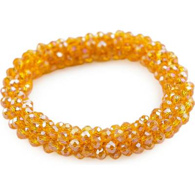 Náramek / gumička z broušených korálků oranžová 1 ks