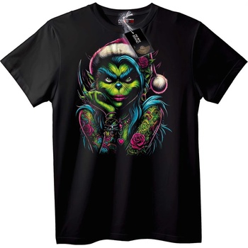 NOONEBRAND Тениска Grinch Дядо Коледа Татуировка - 2XL, Black