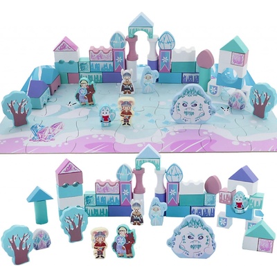 Trefl Dřevěné kostky v kyblíku 51 ks Ledové Království