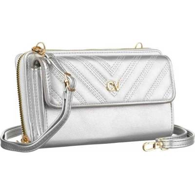 Cavaldi Crossbody koženková mini dámská peněženka/kabelka M-11-1255 SILVER