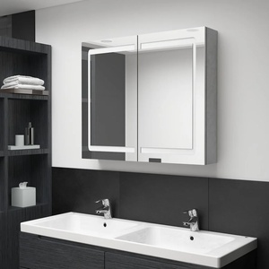 vidaXL LED шкаф с огледало за баня, бетонно сив, 80x12x68 см (326511)
