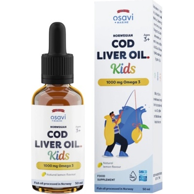 Osavi Norwegian Cod Liver Oil Kids | Lemon Flavored Liquid Omega Drops [50 мл] Лимон