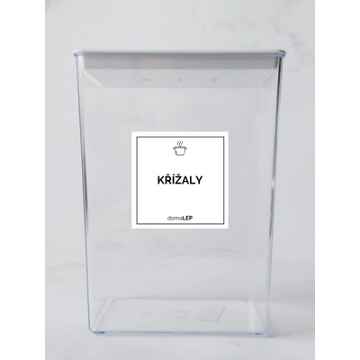 DomaLEP KŘÍŽALY bílá samolepka na dózu tučné písmo 5 x 5 cm