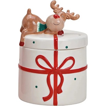 WURM Керамичен коледен буркан с елен 15x14x20см , бял (2102)