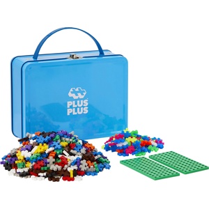 Plus-Plus 9607002 Genius Construction Toy, Basic, Building Blocks Set in a practical metal box with handle, 600 pieces, colorful (07002)