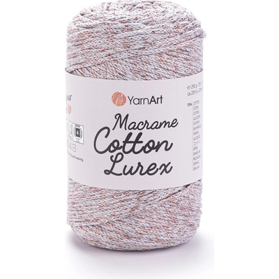Yarn Art Macrame Cotton Lurex 727 světle šedá s měděnou nitkou