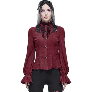Devil fashion дамска риза devil fashion - 3d апликации на рамото, готик - sht07602
