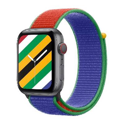 South Africa Sport Loop - оригинална текстилна каишка за Apple Watch 38мм, 40мм, 41мм, 42мм (2024) (син-червен)