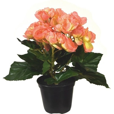 MF Umělá rostlina Begonie v květináči (20cm) - oranžová