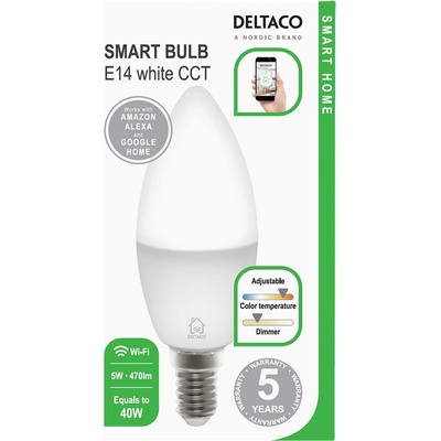 Deltaco Smart Home LED lampa E14 Wi-Fi 5 W SH-LE14W