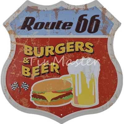 Ceduľa Route 66 Burgers & Beer štít