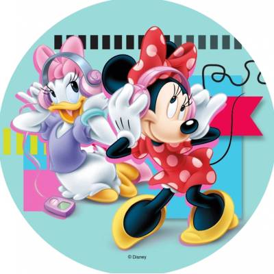 1x Minnie a Daisy – se sluchátky a hudbou – jedlý papír na dort – Hledejceny.cz