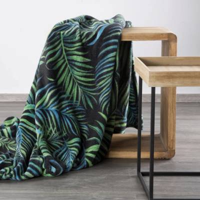 Intermedic Deka Palm tropická mikroplyšová deka s botanickým vzorom 150x200