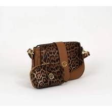 Bagger Set 2ks kožených kabeliek crossbody na rameno s prehozom + kozmetická taška hnedá s metalickým leopardím vzorom 0151 007