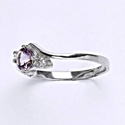 Čištín Stříbrný prsten,přírodní světlý ametyst prsten ze stříbra T 1164