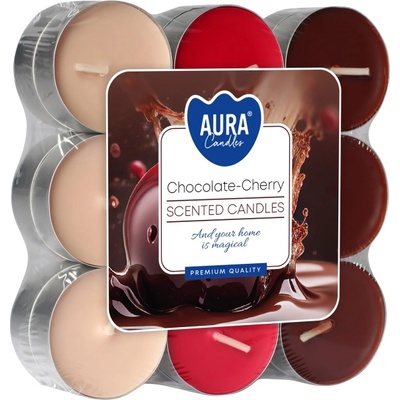 BISPOL Ароматни чаени свещи Bispol Aura - Chocolate-Cherry, 18 броя (p15-18-104)