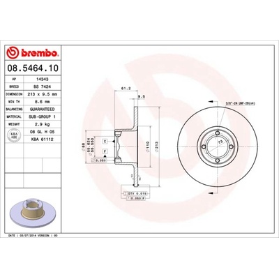 BREMBO Brzdový kotúč 08546410