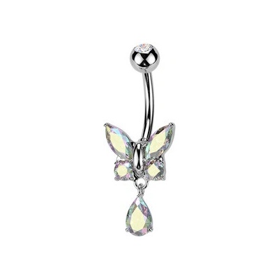 Šperky4U Piercing do pupíku motýlek WP0047-AB
