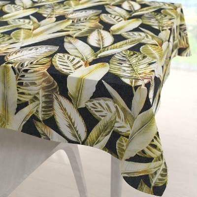 Biante Sametový ubrus Tamara TMR-010 Zlaté tropické listy na zeleném 130x130 cm