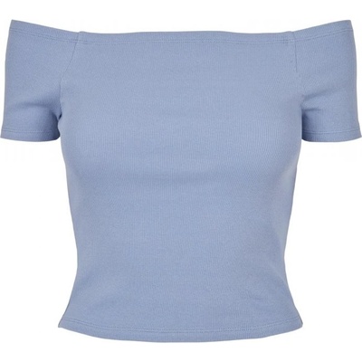 Ladies Off Shoulder Rib Tee violablue