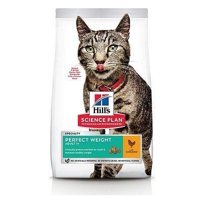 Hill's Hill's Science Plan Feline Adult Perfect Weight Chicken - Пълноценна суха храна за котки над 1 година за постигане и поддържане на идеално телесно тегло , с Пилешко - 1, 5кг