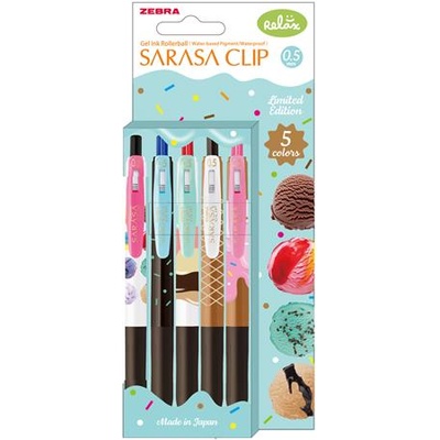 Zebra Гел писалка, 0, 33 мм, с бутон, ZEBRA "Sarasa Clip Ice Cream", 5 различни цвята 82756 (82756)