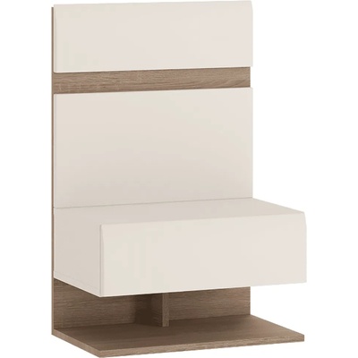 Нощно шкафче Lynatet typ 95 бял гланц и тъмна сонома