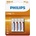 Philips R03L4B-10 Batteries PHILIPS Zinc-Chloride R03 AAA Longlife 4 Pcs. Blister (R03L4B/)