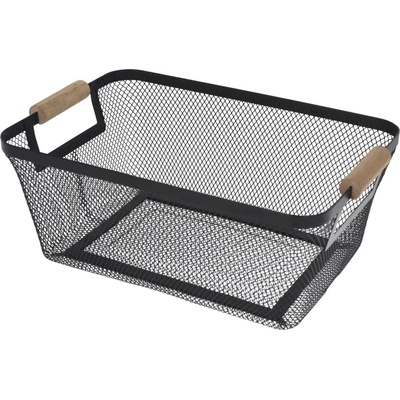 Gastro Kovový košík s dřevěnými úchyty černý 133 x 330 x 225 mm