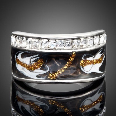 Francesca Petrucci prsten Swarovski Elements Edmondo Černá P0020 59