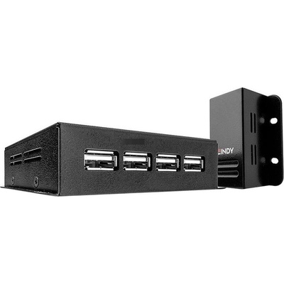 Lindy Lindy 50m 4 порта USB 2.0 Cat. 6 хъб, черен, USB 2.0 Cat. 6 (42681)