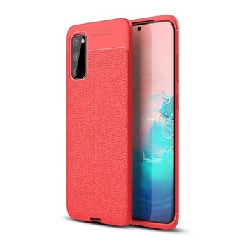 TokShop OnePlus 8 Pro, силиконов калъф, кожен ефект, шиене, червен (92098) (92098) (92098)