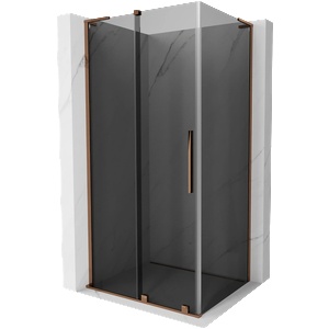 Mexen Velar L плъзгаща се душ кабина 90 x 75 см, графит, розово злато - 871-090-075-43-60 (871-090-075-43-60)