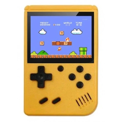 Planet Tech Преносима игрална ретро конзола с цветен дисплей и 400 игри, TV Out, Жълт (retroPC Yellow)