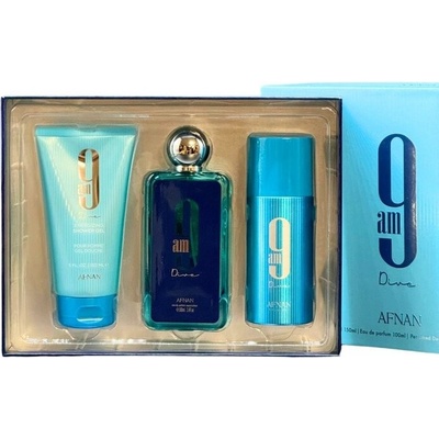Afnan 9am Dive Darčeková sada unisex EDP 100 ml, sprchový gél 150 ml a deospray 150 ml