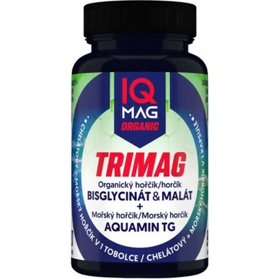 IQ MAG Organic TRIMAG HORČÍK + vitamín B6 bisglycinát + malát + morský horčík 90 kapsúl