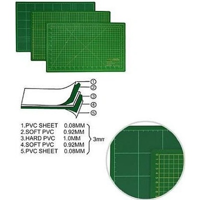 Donwei Řezací podložka na látky, patchwork DONWEI DW-12123, samosvorná, zelená, 45x30cm, vel. XS , tloušťka 3mm