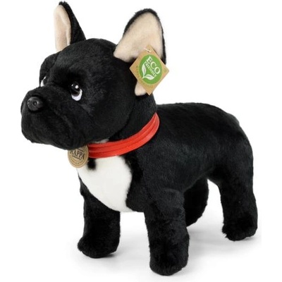 Rappa Плюшено френско булдоче черно с нашийник стоящо 30 см eco-friendly