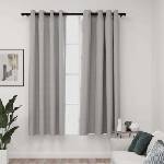 Pure Line Home Завеси с ленена текстура в цвят сив с метални халки, 2 бр. , 140 x 175 см