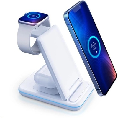 3mk nabíjecí stojánek - Hyper Wireless Charger 3w1 15W, bílé
