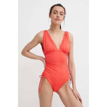 Michael Kors Цял бански MICHAEL Michael Kors SHIRRED PLUNGE ONE PIECE в червено с леко подплатени чашки MM7M168 (MM7M168)