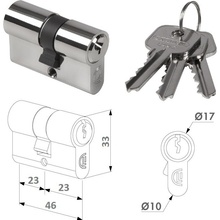 LOCINOX EURO 27/27mm, niklová, 3 klíče, šroub M5x65mm