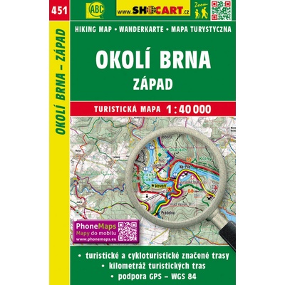 Okolí Brna západ 1:40 000 turistická mapa