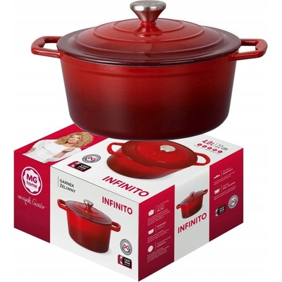 MG HOME Hrnec INFINITO 4 L S POKLICÍ 22 cm / smaltovaný červený