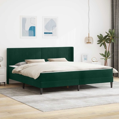 vidaXL Рамка за легло с матрак Тъмнозелено 180 x 200 cm Кадифе (3414881)