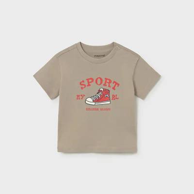 MAYORAL Тениска къс ръкав mix sport в Сиво-бежов цвят за бебе момче Mayoral