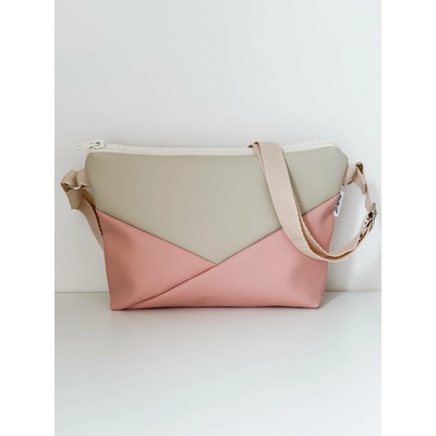 Crossbody Simplicity Béžová a pudrová skládaná