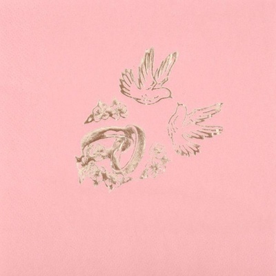 Paper Design Svatební ubrousky se zlatým potiskem růžové 33x33cm
