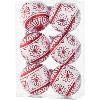 MagicHome Gule 6 ks 8 cm červeno biele s glitrami na vianočný stromček