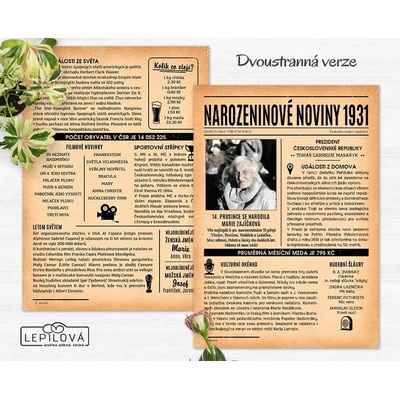 Narozeninové noviny 1931 – jednostranné až čtyřstranné